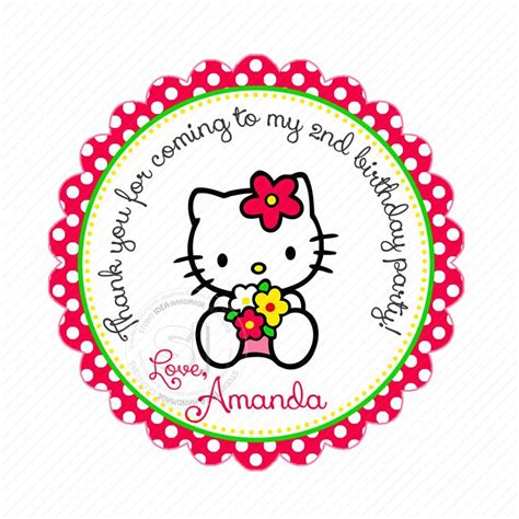 Custom Hello Kitty Birthday Thank you Printable 2.5" Tags-Personalized ...