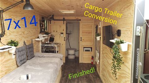 7x14 Cargo Trailer Camper Conversion Finished (Tiny house?) - YouTube | Cargo trailer camper ...