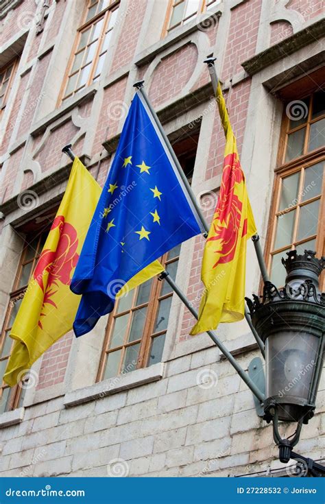 Flags of Wallonia and Europe Stock Photo - Image of wallonia, europe: 27228532