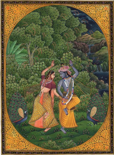 Krishna Radha Cosmic Dance Art Handmade Indian Miniature Hindu Krishn ...