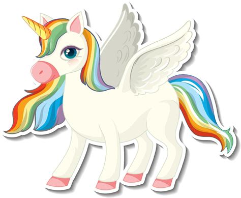 Cute unicorn stickers with a rainbow pegasus cartoon character 3244298 Vector Art at Vecteezy