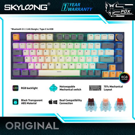 Promo SKYLOONG GK75 WIRELESS HOTSWAP GLACIER MECHANICAL Ti GRAY PBT ...