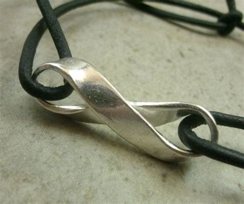 Sterling Silver Infinity Bracelet- Mobius Strip Jewelry- Solid Heavy Thick- Toggle Clasp Leather ...