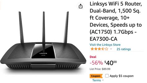 Amazon Canada Deals: Save 61% on Linksys WiFi 5 Router, Dual-Band with ...