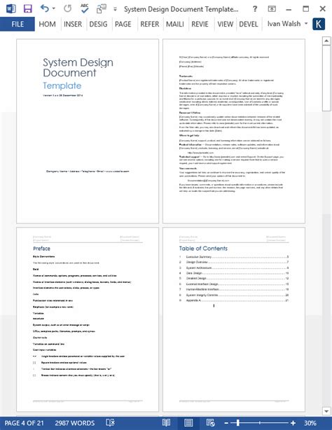 System Design Document Templates (MS Word/Excel) – Templates, Forms ...