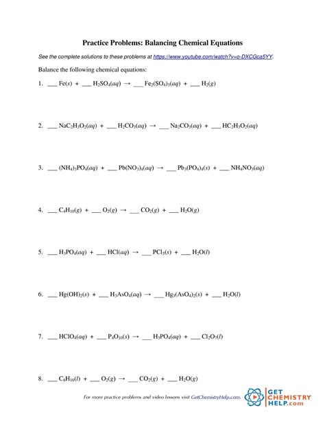 49 Balancing Chemical Equations Worksheets [with Answers]