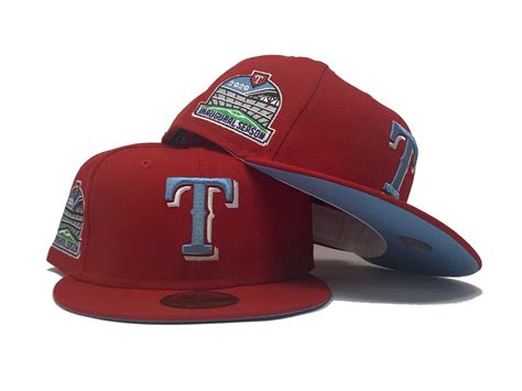 Red Texas Rangers Inaugural Season Custom New Era Fitted Hat – Sports ...