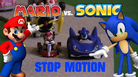 Mario vs. Sonic Kart Racing Stop Motion - YouTube