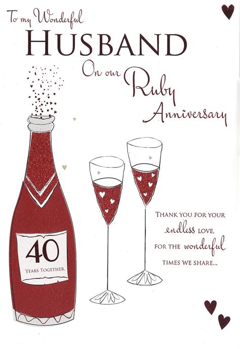 For My Husband on our Ruby 40th Wedding Anniversary Card icg: Amazon.co.uk: Kitchen & Home