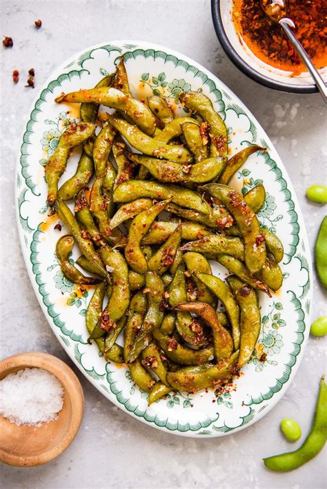 Roasted Edamame with Chili Oil Recipe | The Feedfeed