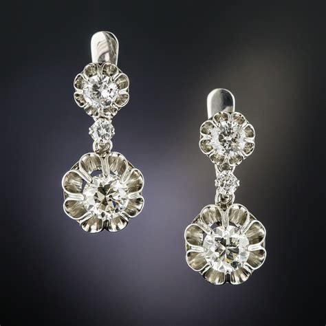 Vintage Platinum 2.60 Carat Diamond Dangle Earrings - Vintage Jewelry