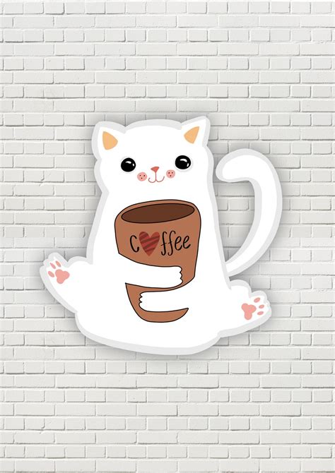 Cat Sticker Laptop Stickers Scrapbook Stickers Coffee - Etsy