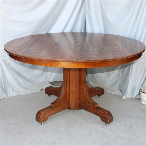 Bargain John's Antiques | Antique Mission Oak Round Dining Table Marked Gustav Stickley - Arts ...