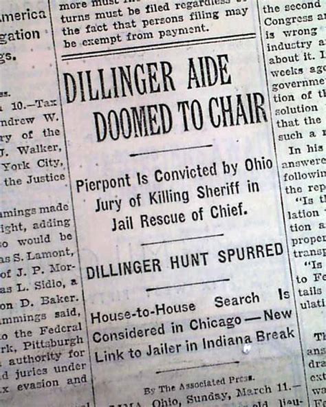 Dillinger gang... Harry Pierpont sentenced to death... - RareNewspapers.com