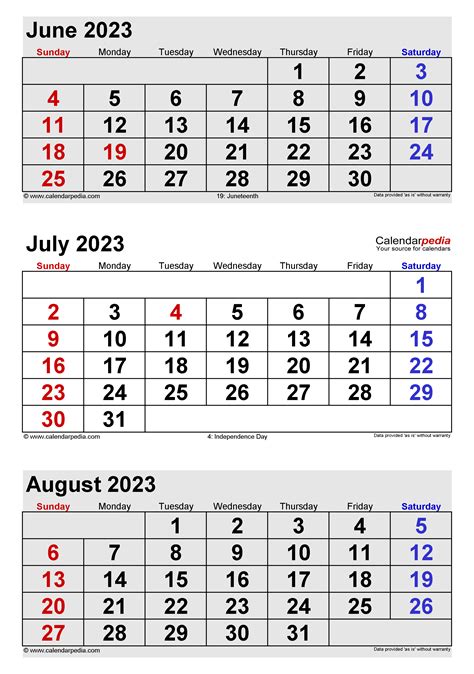 June July August 2023 Calendar