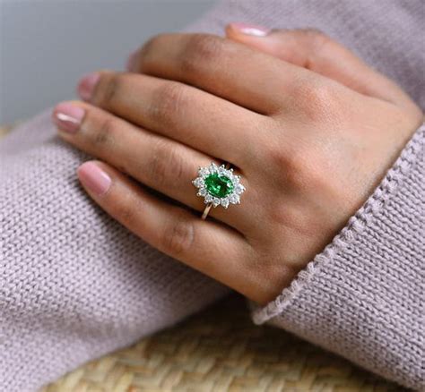 Tsavorite Ring-Tsavorite Engagement Ring-Tsavorite and Diamond ...