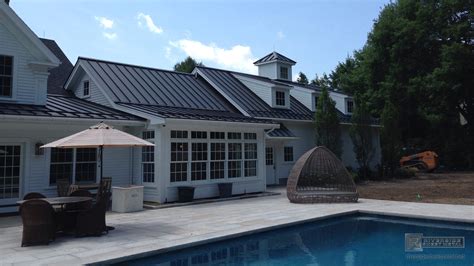 Matte black aluminum roofing with colorgard snow retention system