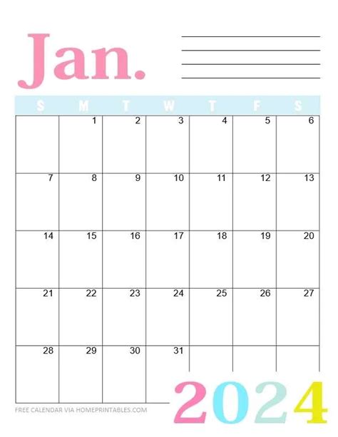 Free Cute Printable Calendar 2024 - Glori Kalindi