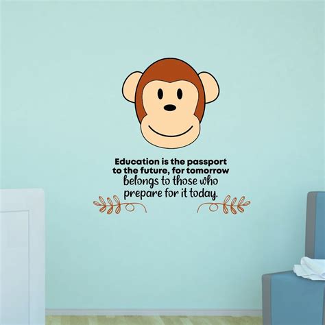 Zoomie Kids Education Monkey Animal Life Cartoon Quotes Wall Decal ...