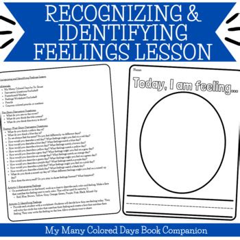 FEELINGS LESSON | My Many Colored Days Book Companion | SEL | Character Ed