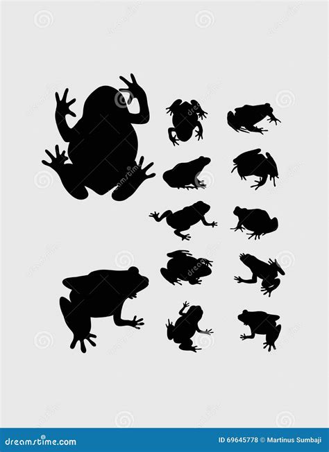 Frog Set Silhouette stock vector. Illustration of background - 69645778