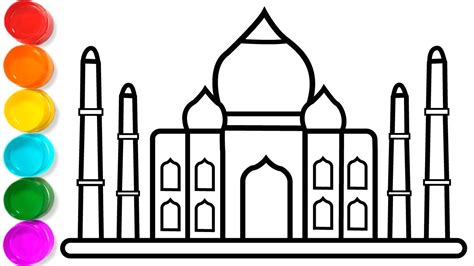 HOW TO DRAW TAJ MAHAL COLORING PAGES FOR KIDS - TAJ MAHAL DRAWING AND COLORING FOR CHILDREN ...