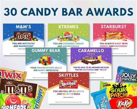 Candy Bar Award Certificates for students, employees, sports teams, colleagues, and more ...