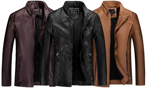 Men's Faux Leather Biker Jacket | Groupon Goods