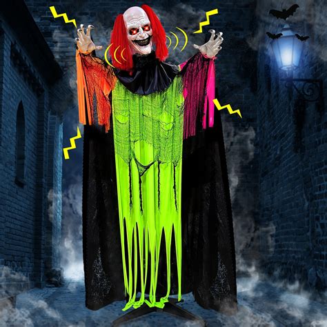 [Sound Activated] 72 Inch Large Animatronic Clown Ghost Halloween ...