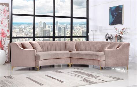 Meridian Furniture Jackson Pink Velvet 2pc. Sectional – Minimal & Modern