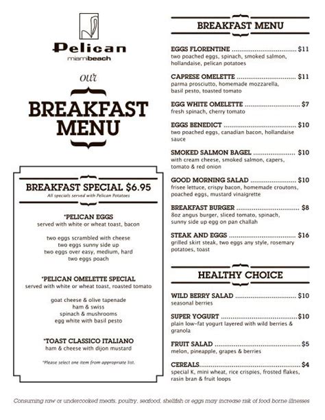 BREAKFAST SPECIAL $6.95 BREAKFAST MENU ... - Pelican Hotel