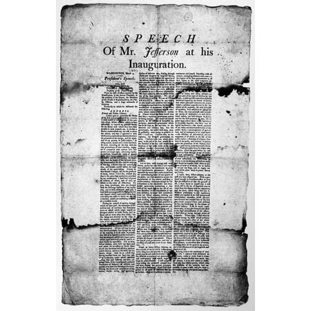 Jefferson: Inauguration. /Nbroadside Of The Inaugural Speech Made By ...