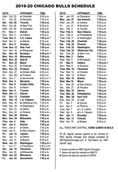 Chicago Bulls Schedule 2021 20 Printable - Printable Schedule