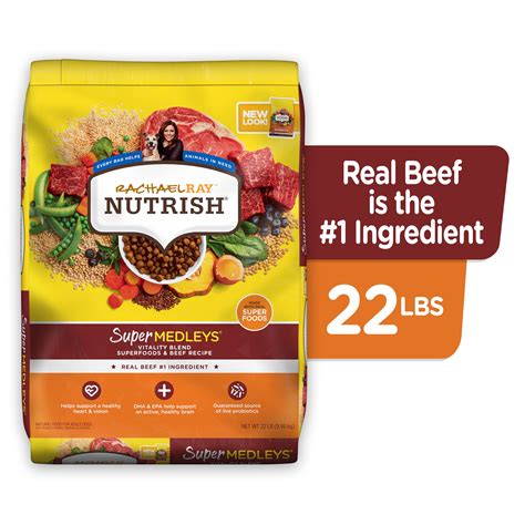 Rachael Ray Nutrish SuperMedleys Vitality Blend Superfoods & Beef Recipe, Dry Dog Food, 22 lb ...