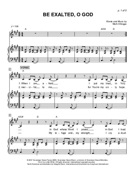 Be Exalted O God Sheet Music PDF (Sovereign Grace) - PraiseCharts