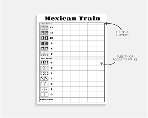 Mexican Train Score Card. Dominos Score Sheet. Mexican Train - Etsy Denmark