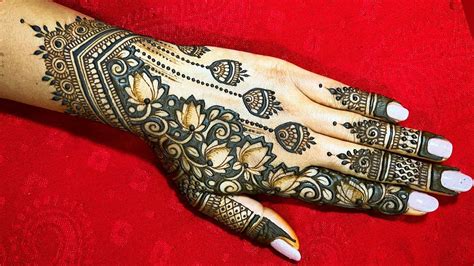 Back hand Lotus Mehndi Design || Jhumka Style Back Hand Mehndi Design ...