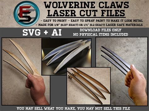 Wolverine Claws SVG Ai Laser Cut Files INSTANT DOWNLOAD | Etsy