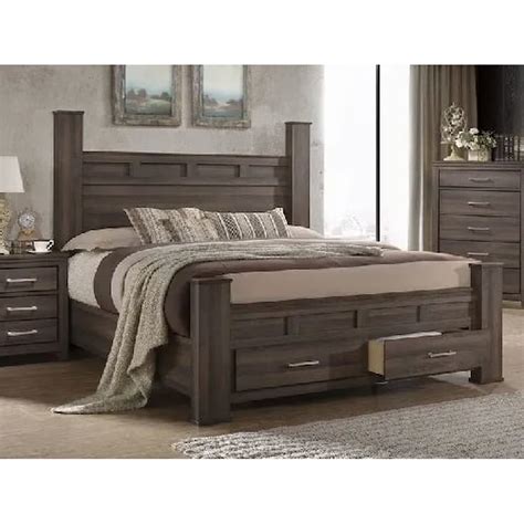 Jones 17754 JONES GREY QUEEN STORAGE BED | | 7 Day Furniture | Bed - Headboard & Footboard