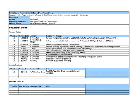 Free Requirements Gathering Template - Printable Templates