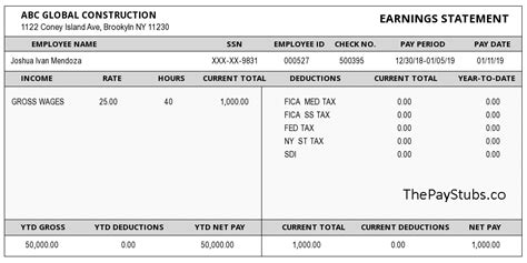 Florida Self Employee PayStub Sample - ThePayStubs