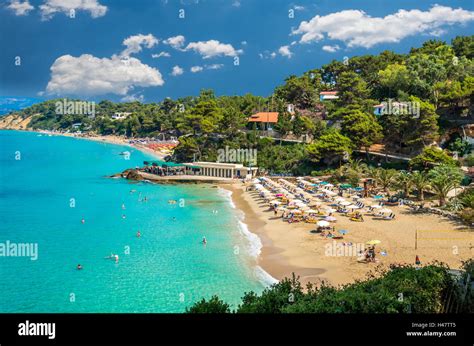 Platis Gialos and Makris Gialos beaches near Lassi, Argostoli. Kefalonia Island, Greece Stock ...