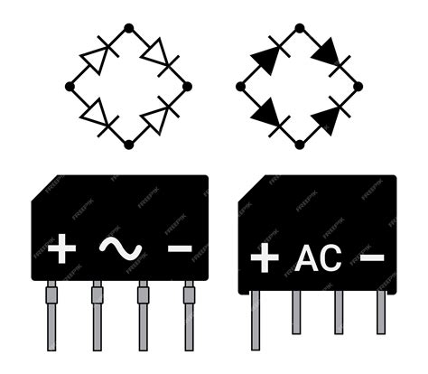 Premium Vector | Diode bridge rectifier and symbol. electronic component. physics education science.