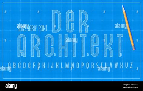 Blueprint architecture font. Capital sans serif letters alphabet ...