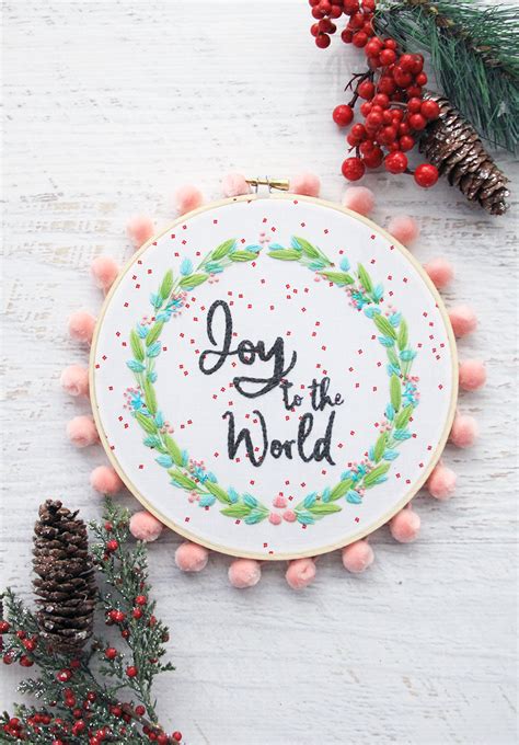 Joy to the World Christmas Embroidery Hoop