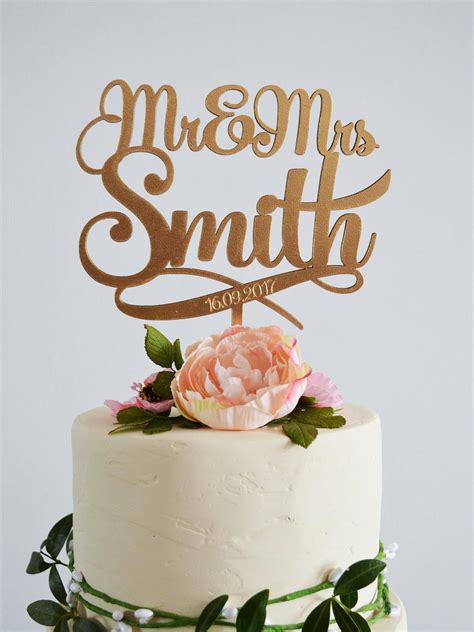 Paper & Party Supplies Mr and Mrs Cake Topper Gold Wedding Cake Topper ...