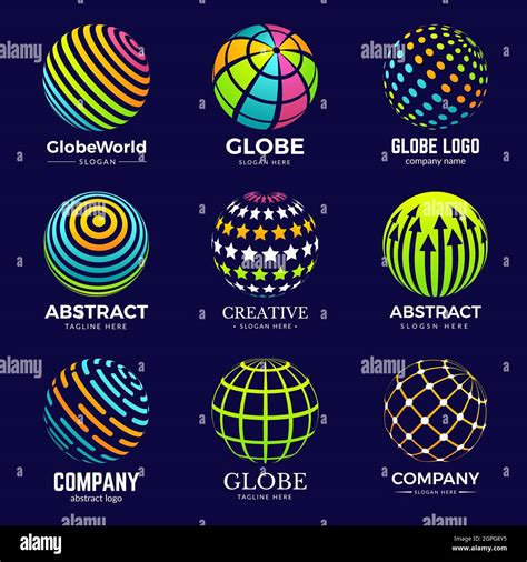 Globe logo. Stylized circle shapes for business identity projects education biology innovation ...