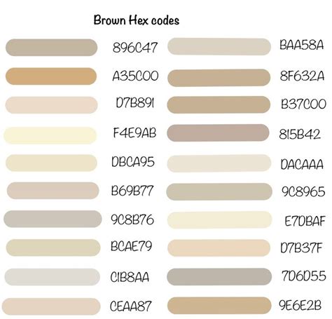 Brown Hex codes for GoodNotes | Hex color codes, Hex color palette, Color coding notes