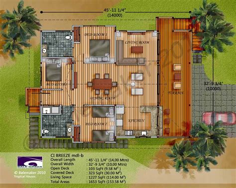 Modern Tropical House Floor Plan - floorplans.click