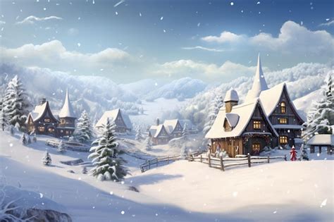 Premium AI Image | Clic Christmas card with a snowy village scene and 00181 02